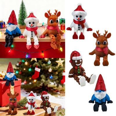 Cute 3D Printing Christmas Decoration Snowman Elk Santa Claus Xmas Pendant Desktop Ornaments Holiday Display