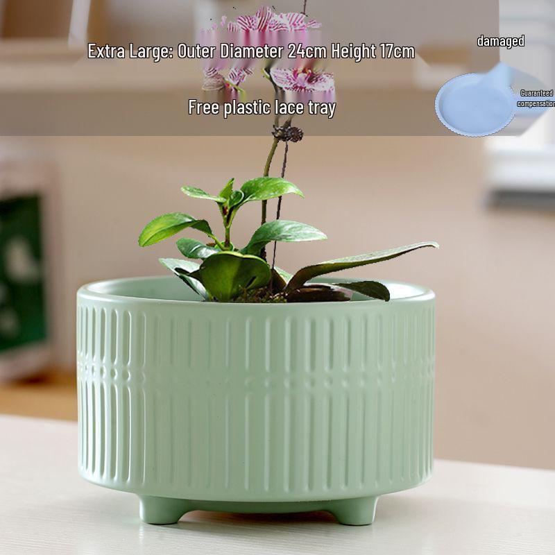 Nordic Style White Ceramic Succulent Pot with Four Compartments