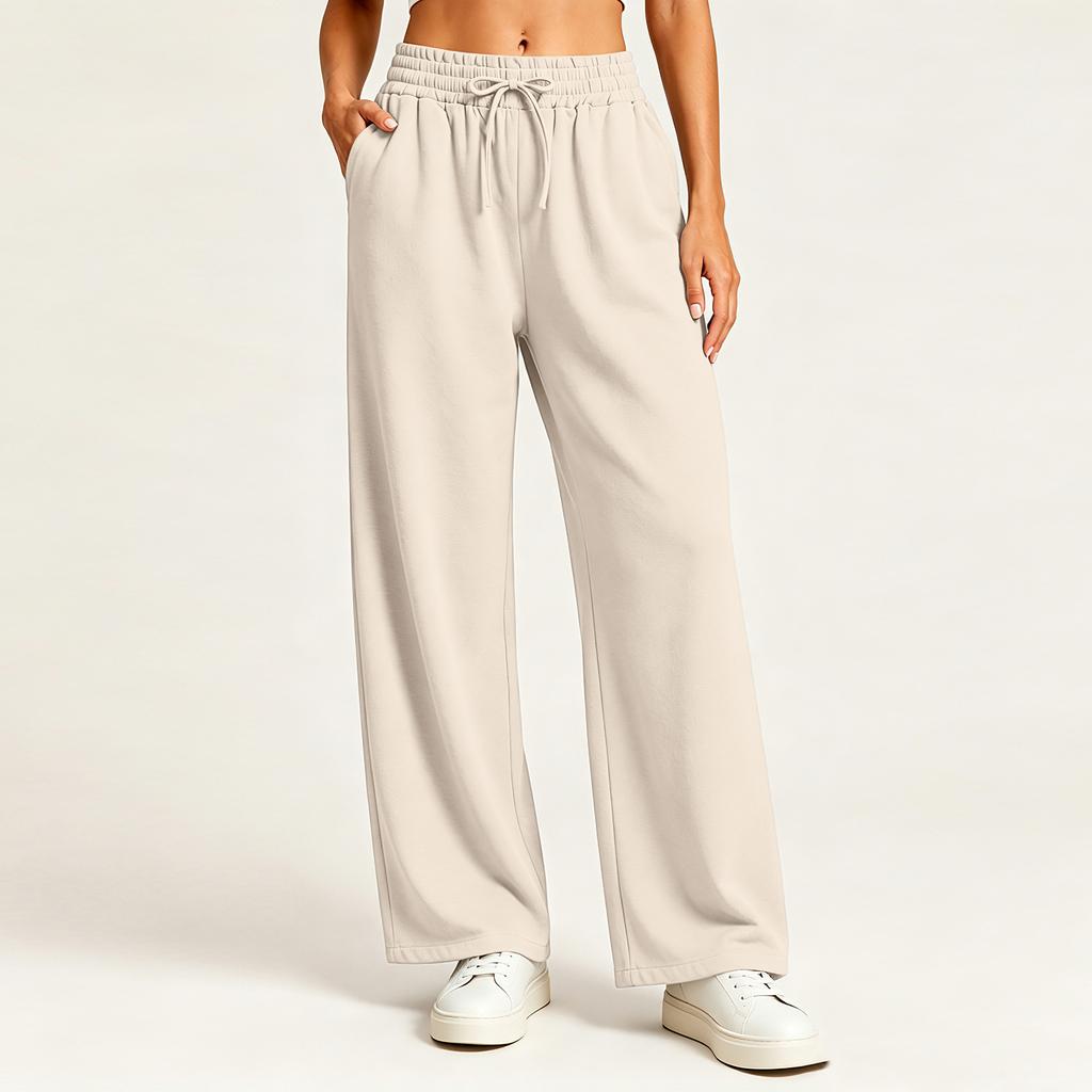 Women's Stylish Casual Loose Fit Straight Leg Pants with Pockets in Color for Everyday Wear