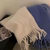 Women Winter Scarf Solid Color Thickened Warm Shawl Scarf with Tassel Design Cold Weather Fashion Accessories