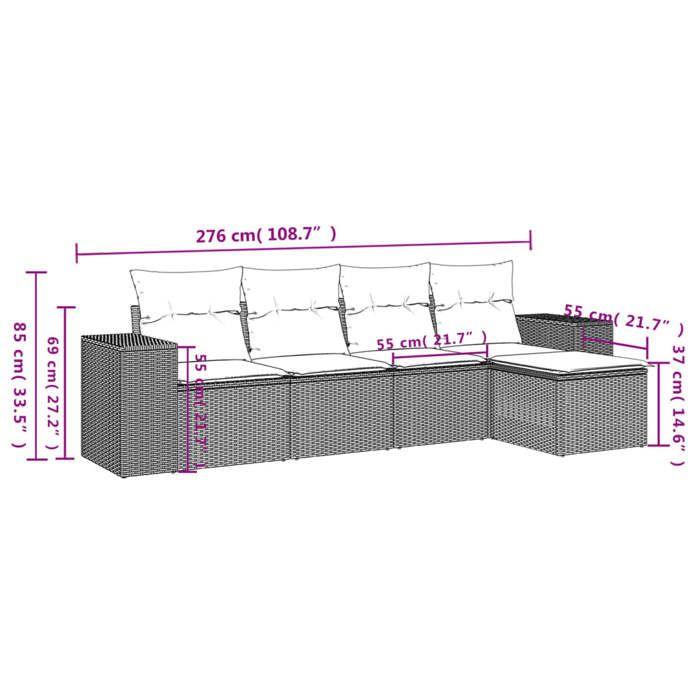 VidaXL Salon de Jardin avec Coussins 5 pcs, Canapés de Terrasse, Ensemble de Meubles de Patio, Mobilier d'Extérieur, Gris 3222489