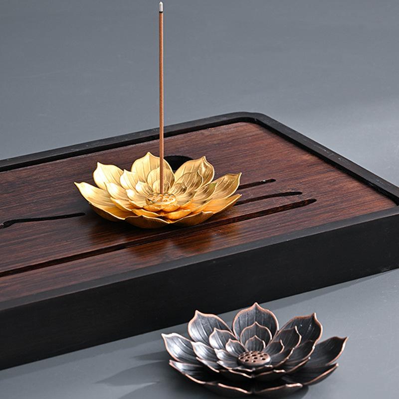 1pc Incense Holder Zen Aroma Tools Kung Fu Tea Accessory Lotus Base Multi Hole Ceramic Stick Stand Elegant Decor