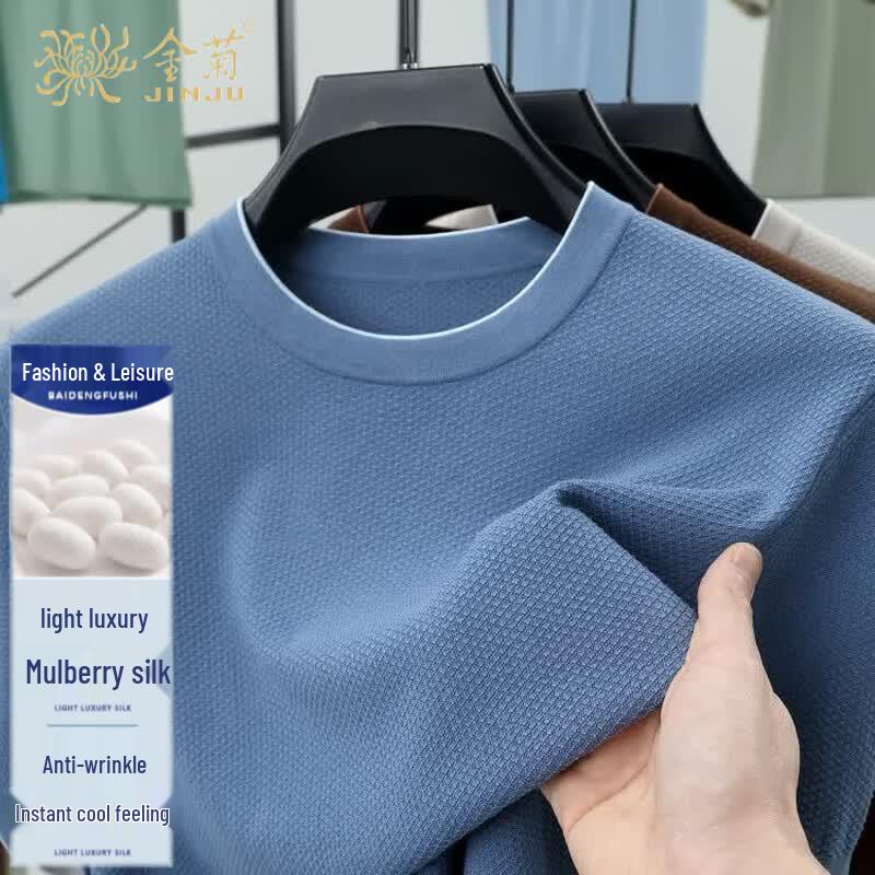 

Men s Cotton Silk Blend Short Sleeve Round Neck T-Shirt XL