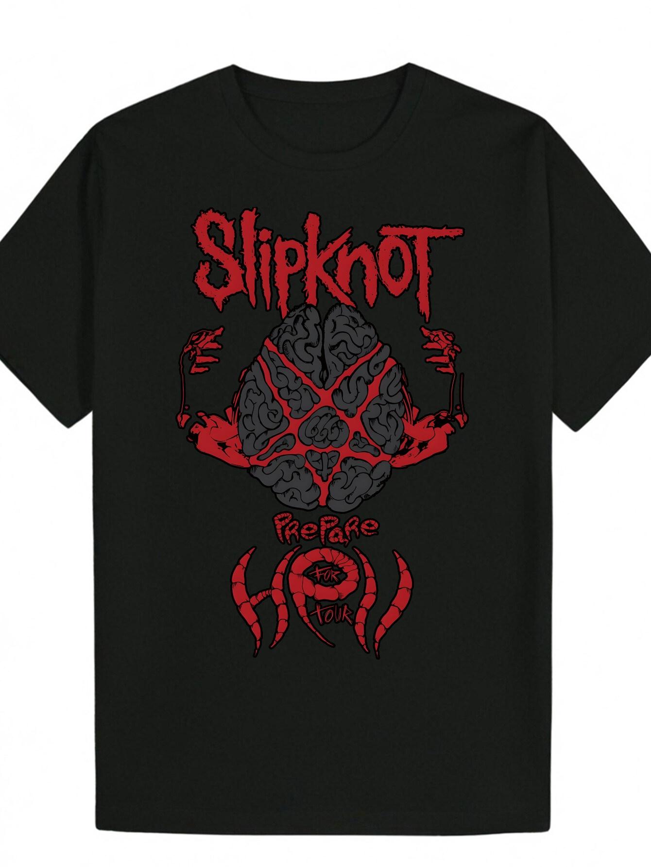 Slipknot Graphic T-shirt - Black Casual Summer Tee with Bold Red & White Design XXXXL