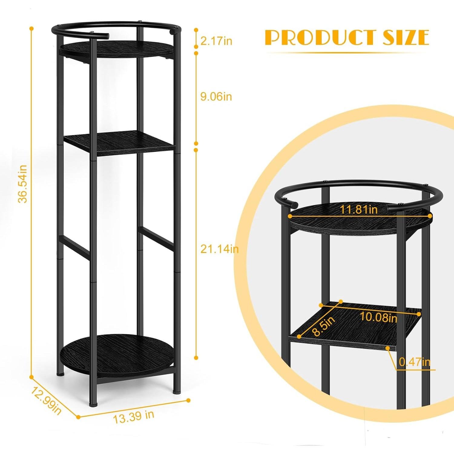 

3-ярусная подставка для диспенсеров воды, фильтрующих кувшинов и растений с 2 полками для хранения | Компактный органайзер для кухни/дома, Черная чёрный