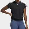 adidas Logo Print Three-Stripe Crew Neck Short Sleeve T-Shirt Women Tops Black EB4505