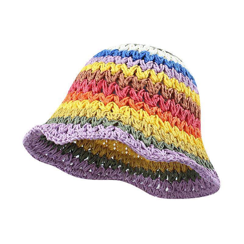 1pc Women's Classic Straw Braid Hat,Summer Sun Wave Brim Beach Hat,Versatile Bucket Hat,UV Protection,suitable for Beach Tralve