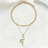 Double Layer Metal Vintage Snake Pendant Necklace Women Fashionable Minimalist Bone Chain