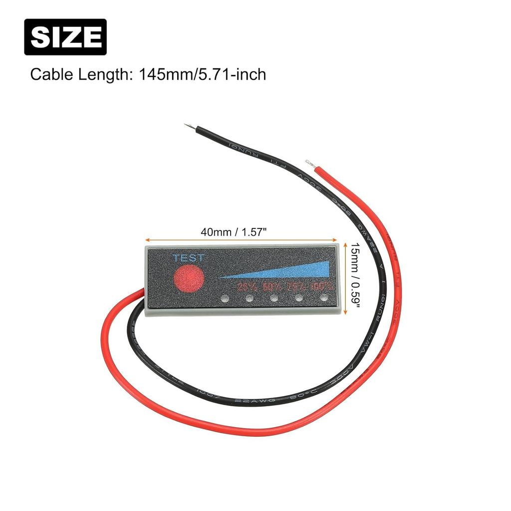 MECCANIXITY 3PCS Battery Meter Monitor, 11.1-12.6V Level Indicator Module Battery Power Tester, LED Digital Display Back Cover for Car, Marine, RV,
