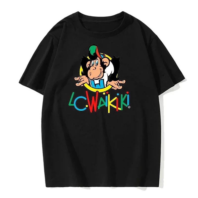 

New Summer Fashion Men s Short Sleeve LC Waikiki Monkey Funny Cartoon Anime Design T-Shirt White Casual Tees Hip Hop Boy Tops#Color(1) S