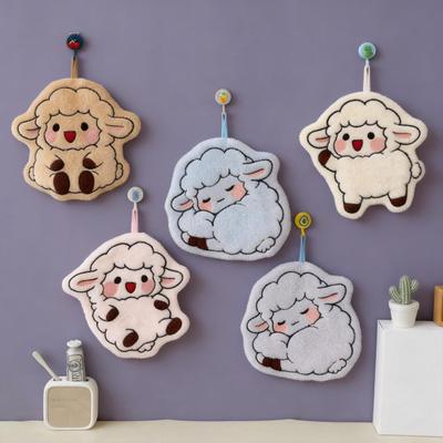 Adorable Cartoon Lamb Coral Fleece Hand Towel - Soft, Absorbent, Perfect for Babies & Kitchens