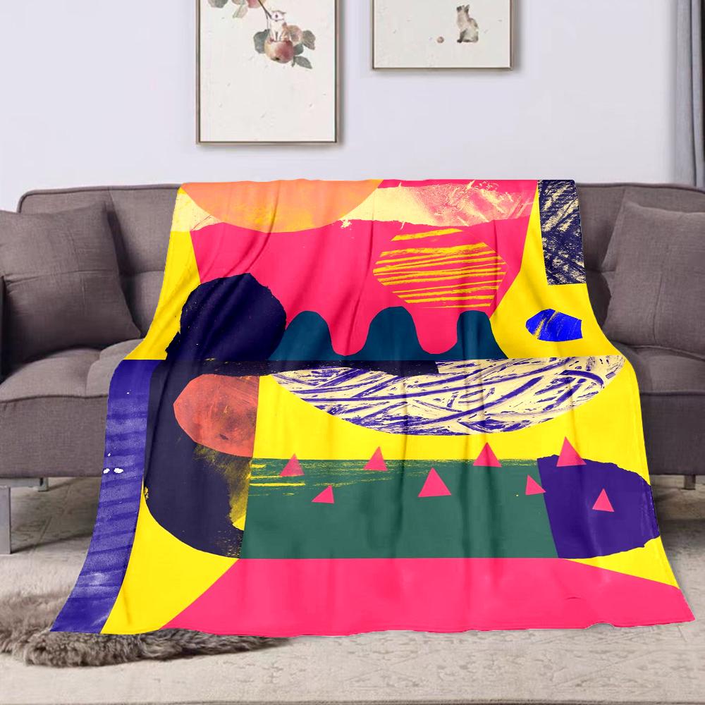 Abstract Geometric Colorful Art Design Patterned flannel blanket perfect for the bedroom living room, sofa, or a little nap