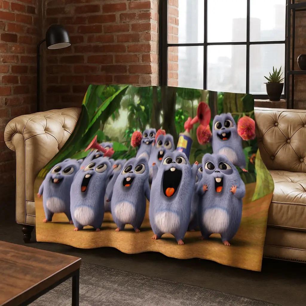 Lustige Grizzy und die Lemminge Cartoon Flanelldecke Weiche Warme Überwurfdecke für Bett Schlafzimmer Zimmer Wohnzimmer Reise Picknick Kind