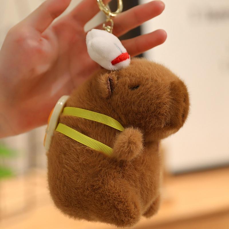 Foodie Capybara Pluche Speelgoed Schattig Mini Voedsel Capybara Trekdraad Speelgoed Grappige Sleutelhanger Hangers Tassen Decor Schattig Verjaardagscadeau 11cm