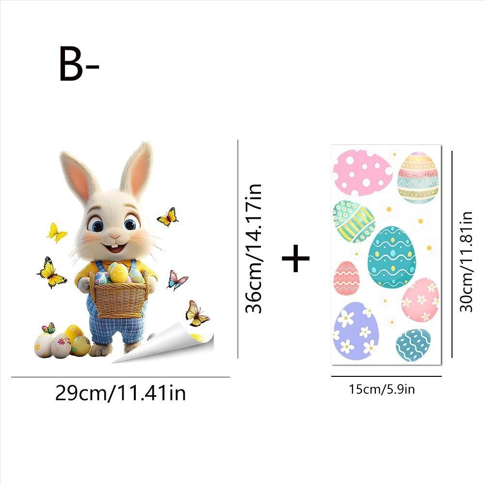 Self-Adhesive Flower Rabbit Sticker Easter Festival Party Sticker New Wall Decal  Glass Decoration