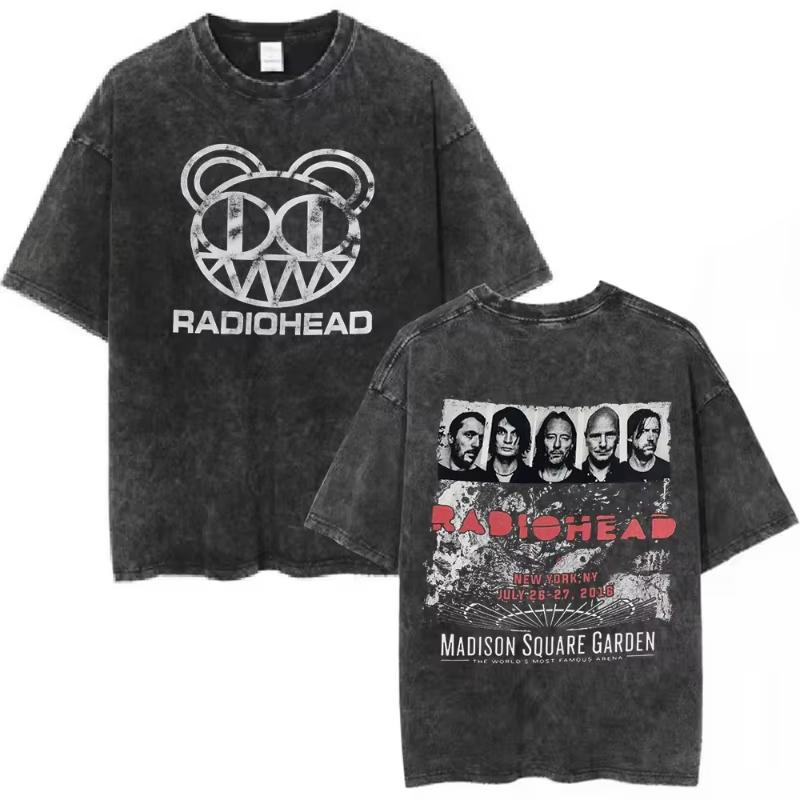 Rock Band Radiohead The Bends Vintage Washed T-shirt Men Women Fashion Hip Hop T Shirts Casual T-shirts