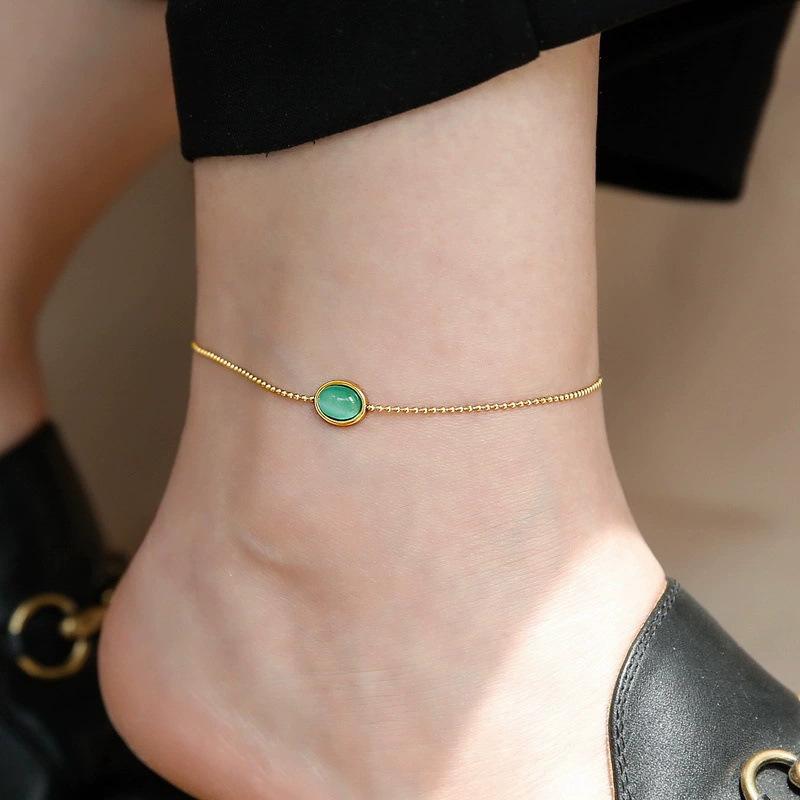 Tide Double-Layer Heart Anklet: 18K Gold-Plated Titanium Steel, Non-fading Fashion Light Luxury for Women