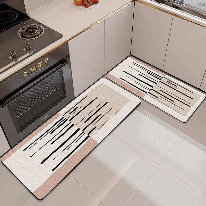 Kitchen Floor Mat Absorbent Carpet Diatom Mud Non-slip Foot Mats Simple Stripes Home Decoration Rug Alfombra De Cocina