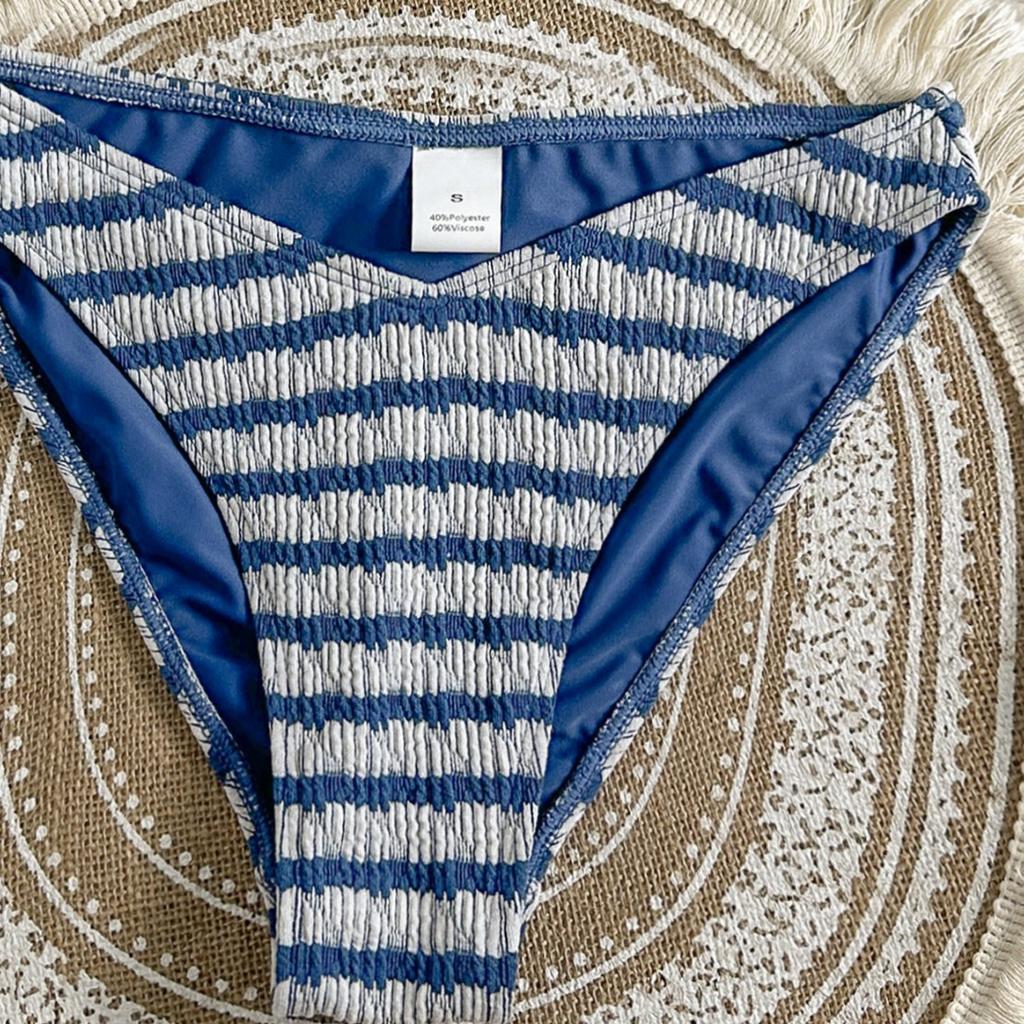 European and American New Split Swimsuit Women's Sexy Striped Suspender Neck Bikini Design Halter Swimsuit Women