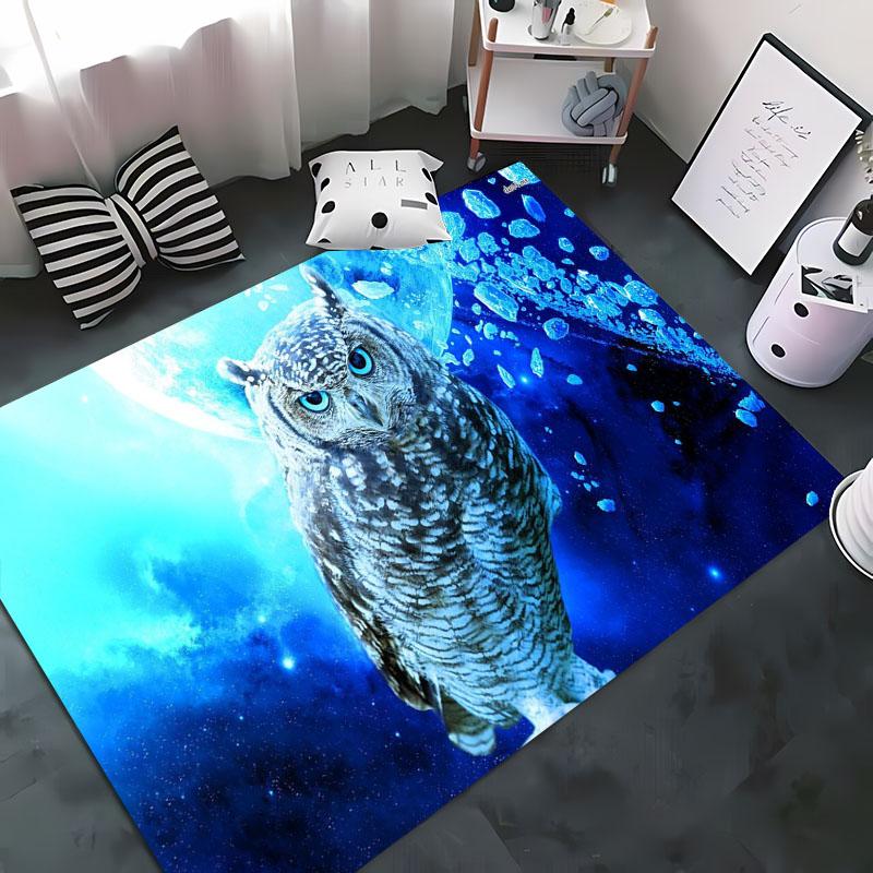 Cool Owl 3D Printing Carpet for Living Room Bedroom Hallway Alfombra Anti-slip Soft Area Rug Sofa Doormat Home Decoration Tapete