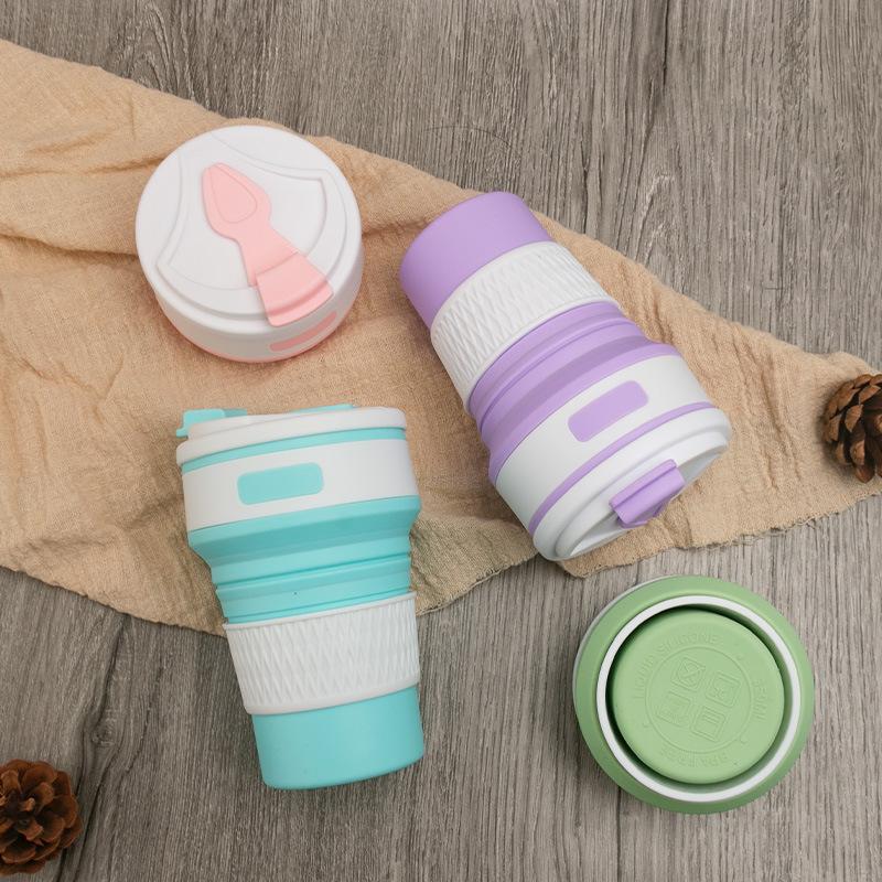 350ml Camping Telescopic Folding Athletic Outdoor Activitys Kitchen Dining Collapsible Silicone Cup Coffee Cups Drinking Mug
