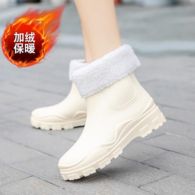 Short rain shoes, women wear non-slip water shoes to keep warm, student rubber shoes, rain boots are fashionable