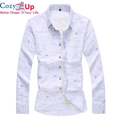 Herren Langarmhemd mit Aufdruck Frühling Herbst Mode Slim Casual Hawaiihemd Marke Weiß Hellblau