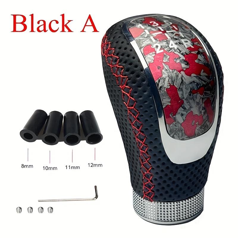 5-Speed Faux Leather Gear Shift Knob - Red & Black Textured Design, Ergonomic Grip