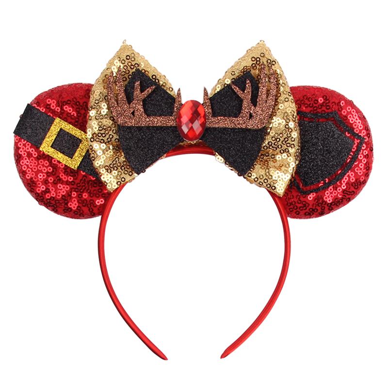 Neues Weihnachts-Mausohren-Stirnband für Mädchen Einheitsgröße Pailletten Schleife Haarband Festival Party DIY Haarschmuck Boutique