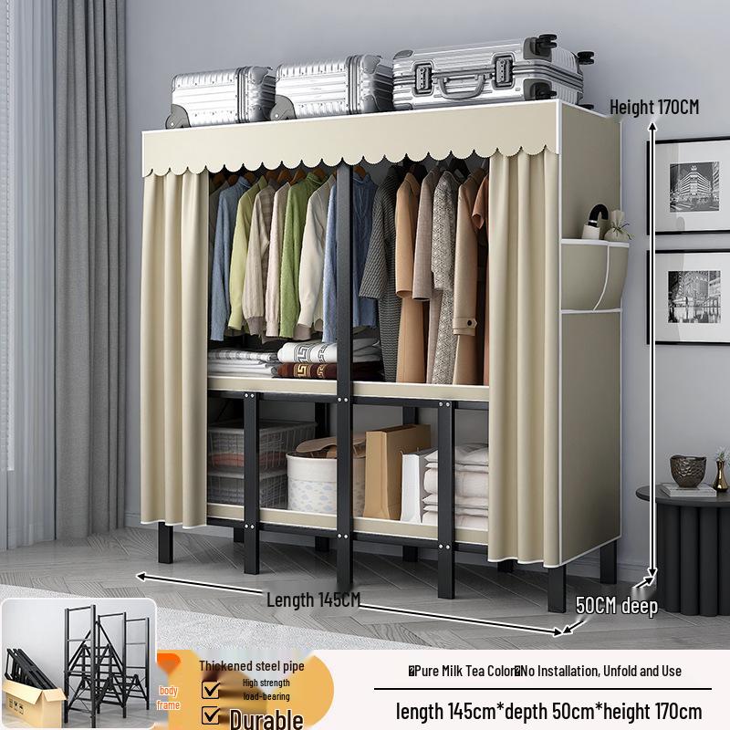 No-Assembly Wardrobe with Drawers: Foldable and Durable for Bedroom or Rental Room