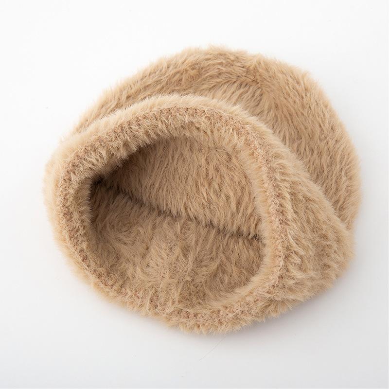 Zimní nová čepice s velkým obvodem hlavy a písmeny, vlněná čepice, imitace norkové vlny, podzimní a zimní teplá pletená čepice pro ženy