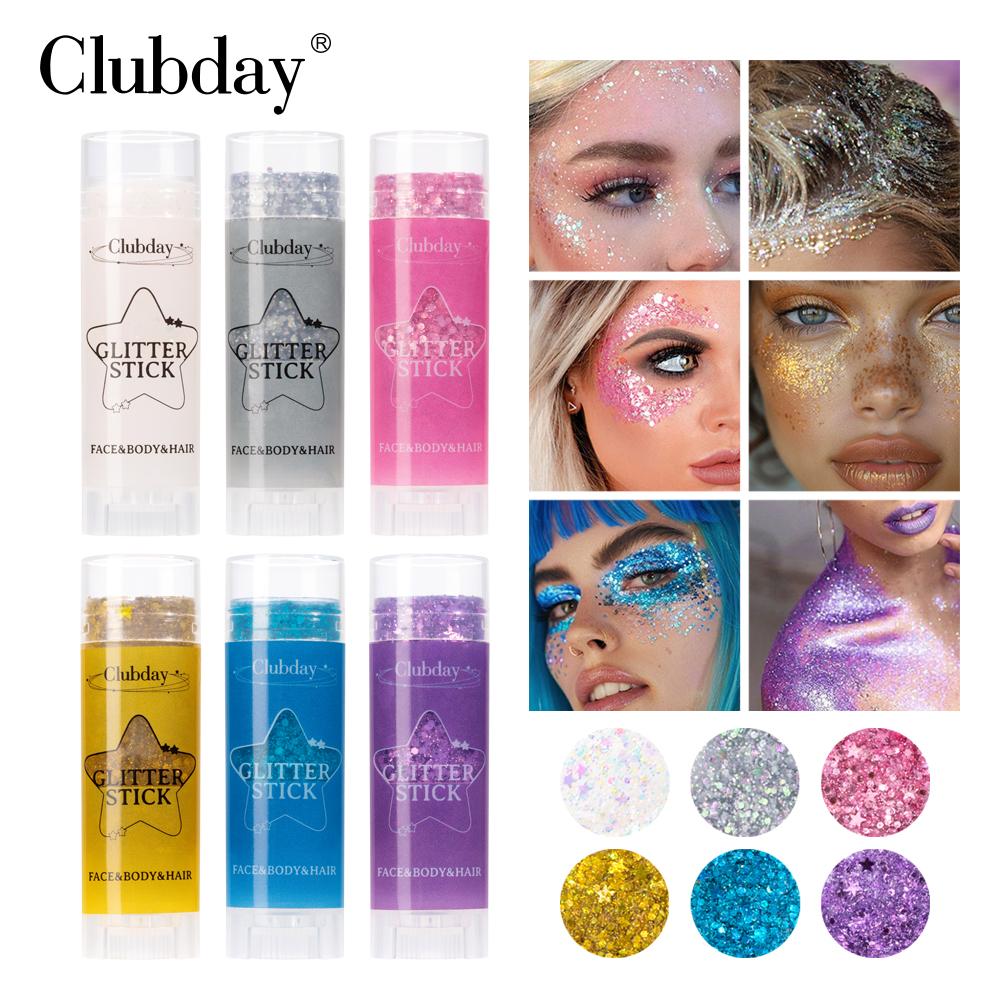 Clubday 6-Color Stage Makeup Eyeshadow Glitter Stick, Long-lasting And Exquisite Shine, Suitable For Face, Body, And Hair.