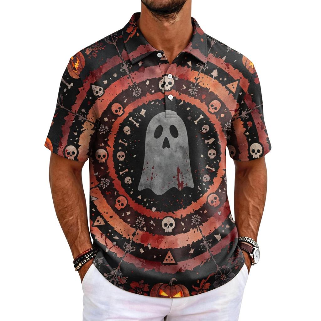 Men's Halloween Print Short Sleeve Shirt for Casual Party Wear