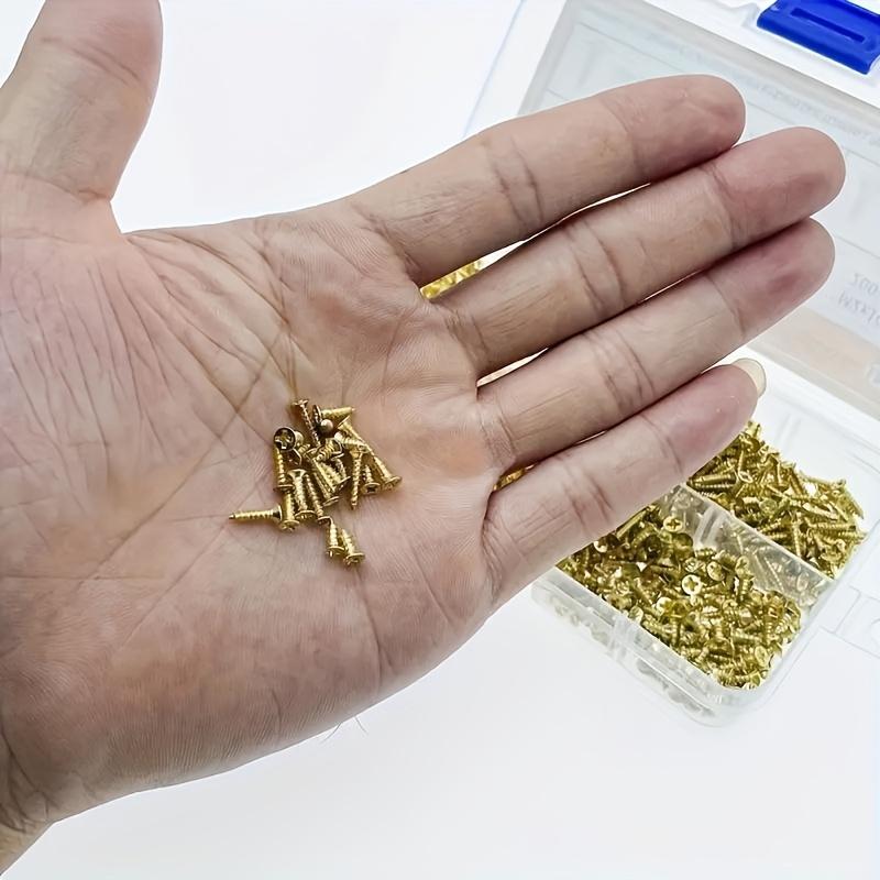 1200 Stück Kleine Scharnier Holzschrauben M2 M2.5 Winzige Flachkopfschrauben Sortiment 5mm 6mm 7mm 8mm 10mm Mikro Messing Selbstschneidende Schrauben Wi