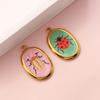 2PCs Creative 304 Stainless Steel Insect Charms For Jewelry Making 18K Gold Plated Oval Ladybug Necklace Pendant 28mm X 17.5mm