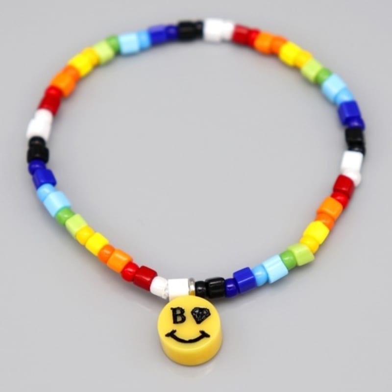 

BONBEAU Smile pendant point square beads Bracelet Smile charm point rainbow square bead bracelet free