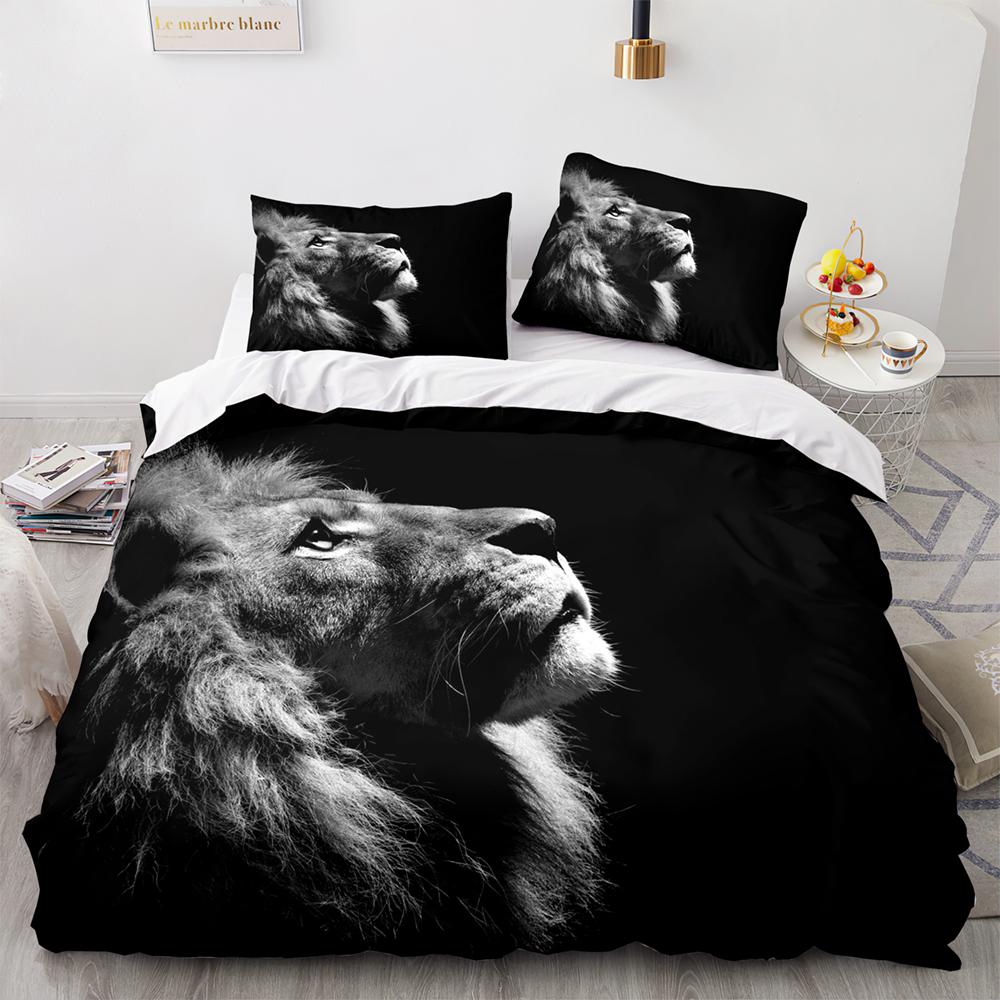 Beast Lion Bedding Set Single Twin Full Queen King Size Animal Bed Set Aldult Kid Bedroom Duvetcover Sets 3D Print 030