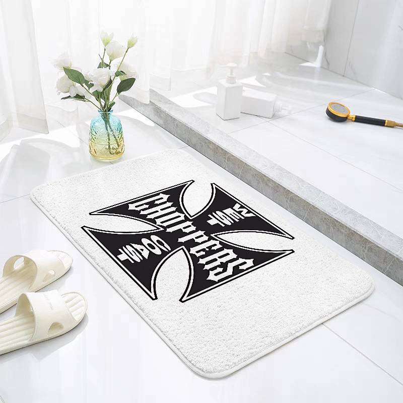 Personalized West Coast Iron Cross Choppers Carpet Bathroom Anti-slip Mat Door Mat Entrance Door Mat Scratch-resistant Door Mat