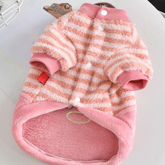 huaqianguhh Cute Duck Dog Shirt, Striped Plush Pet Clothes, Snap Button Closure, Warm Autumn Winter Outfit for Small Medium Dogs