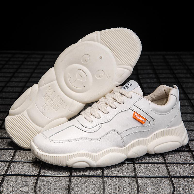 Shoes men's autumn and winter new casual sports shoes Korean version of the trend student bear sole men's board shoes waterproof leather shoes