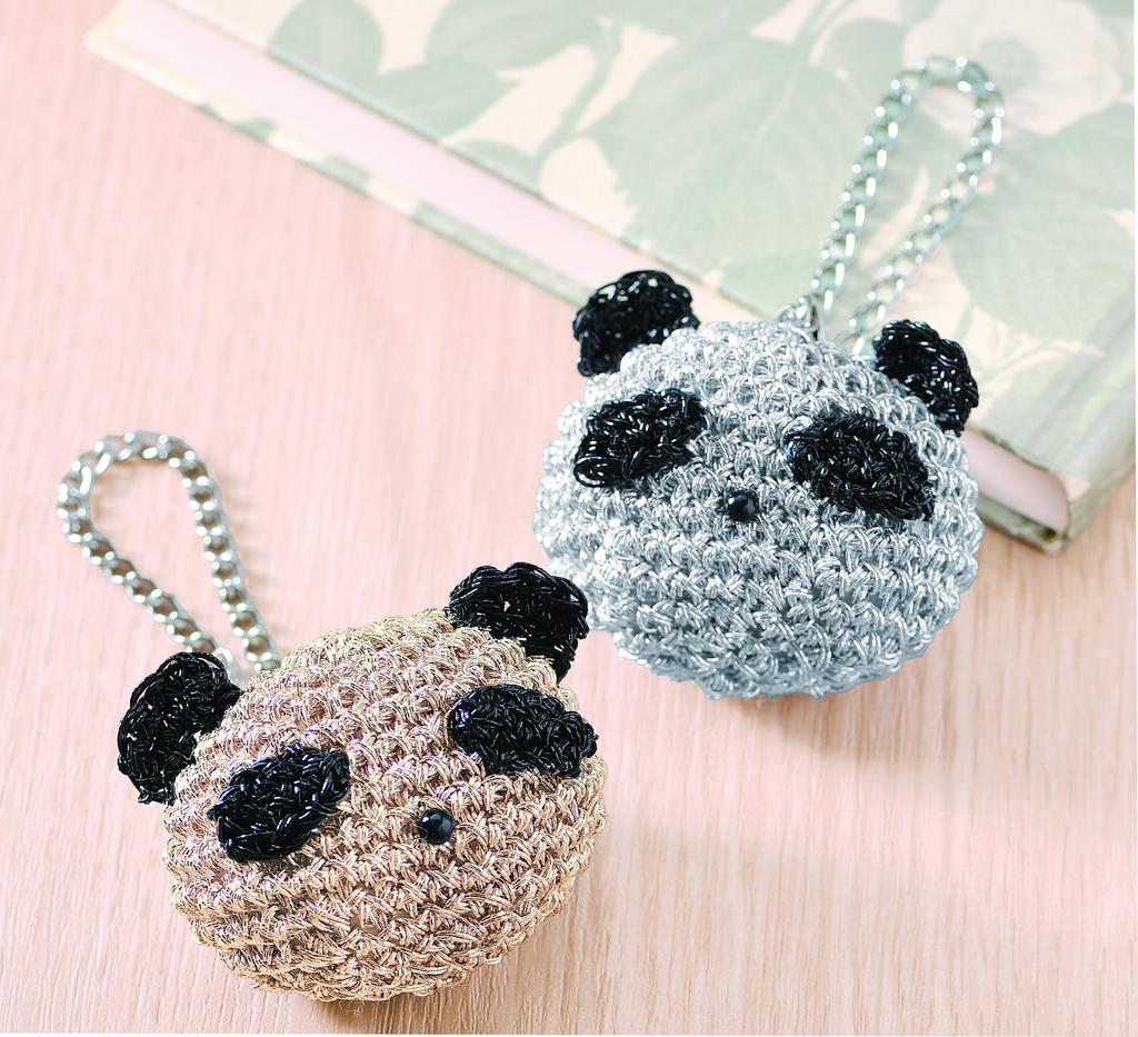 Takagi Fiber Panami Knitting Panda Charm Knitted with Metallic Free Cord Bright Kit (Silver) FC-5,