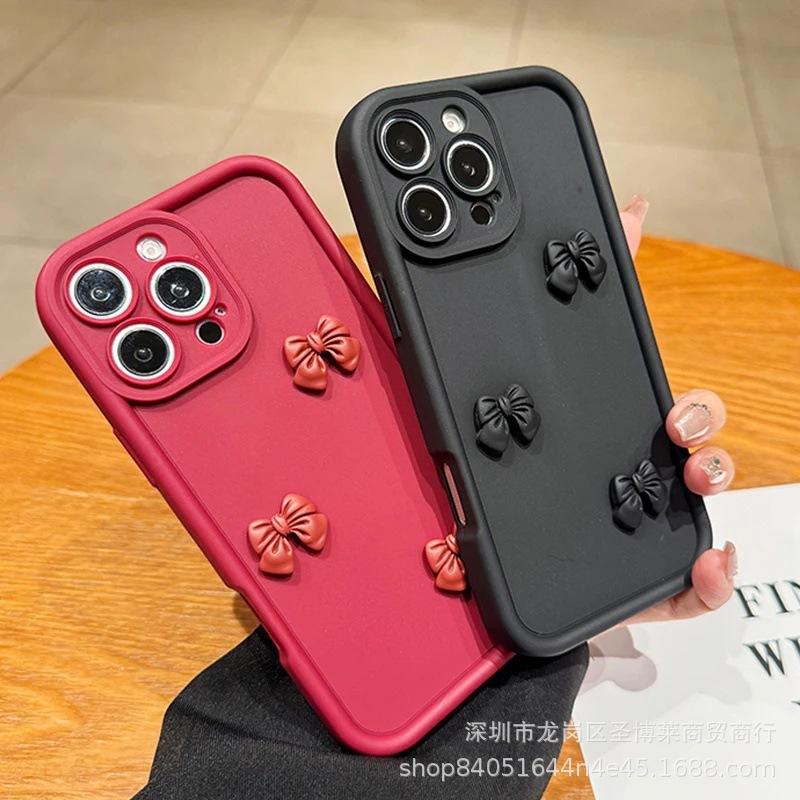 Three-dimensional Bow Is Suitable for Apple 17promax Mobile Phone Case iPhone16/15 Emery 14 Protective Case 11.