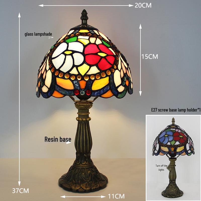 Tiffany Vintage Stained Glass Table Lamp for Bedside or Cafe