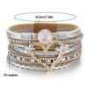 Golden Bohemian Multilayer Bangle PU Leather Multilayered Bracelet  Women Lady Girl