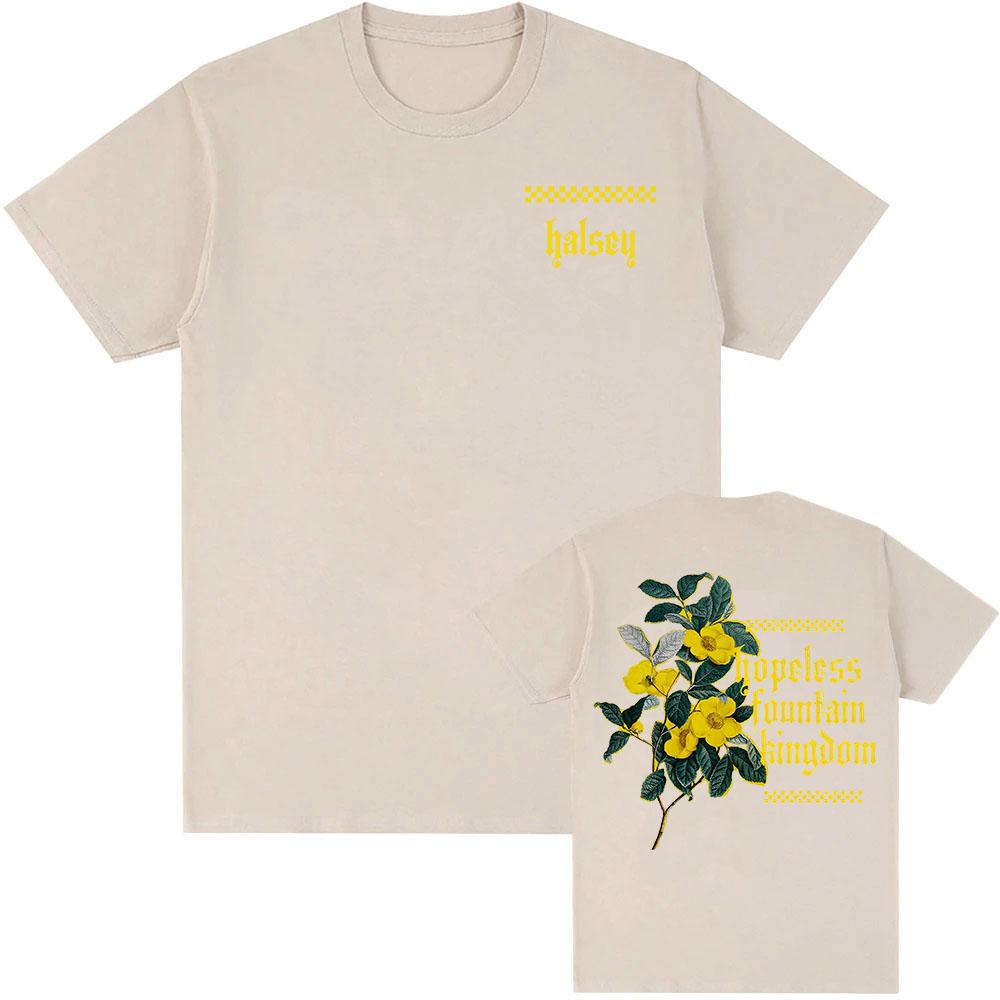 HALSEY FLOWER TEE Short Sleeve Men Women T-shirt Unisex Streetwear Casual Loose Fashion Hip Hop Tshirts Graphic Printing Clothes