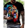 Fashion Men's Crew Neck Short Sleeve 3D Casual Color Printing Casual Short Sleeve Crew Neck T-Shirt