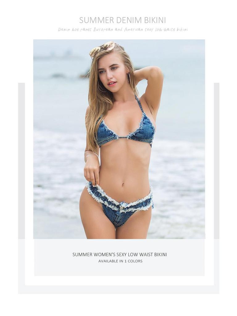Dámské džínové bikini šortky Meileya s nízkým pasem - Sexy letní hot pants v evropském/americkém stylu