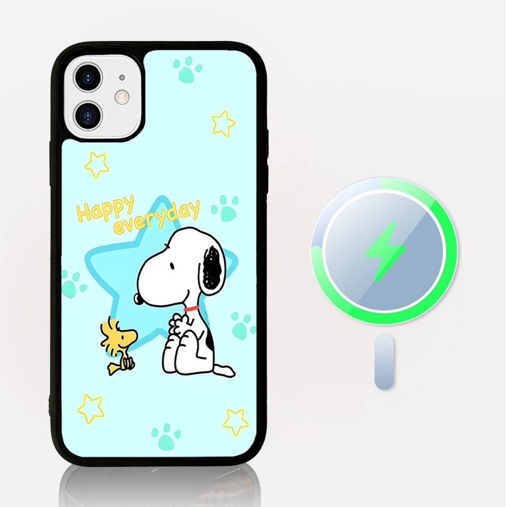 Cartoon Lovely S-Snoopies Phone Case Magnetic Case For iPhone 16 14 13 12 11 15 Pro Max Plus For Magsafe Wireless Charge Cover