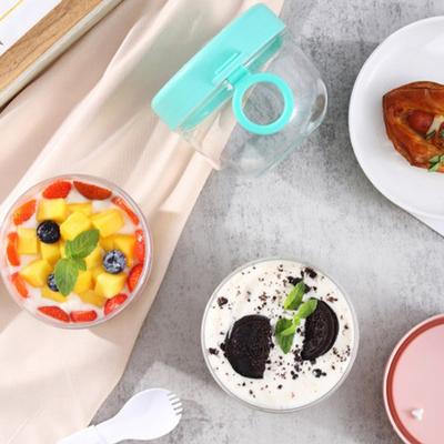 Overnight Oats Jar Container Portable Oatmeal Cups With Lids And Spoon Meal Jar