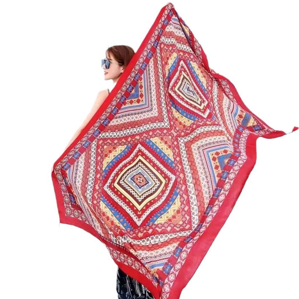 Women's Ethnic Silk Scarf: Sunscreen Shawl for Prairie Travel